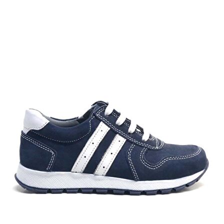 Hakiki Deri Lacivert Fermuarlı Erkek Çocuk Spor Okul Ayakkabı