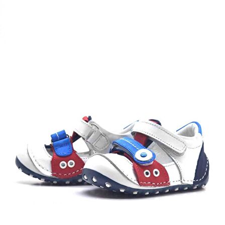 Hakiki Deri Beyaz Cırtlı Yazlık İlk Adım Ayakkabı