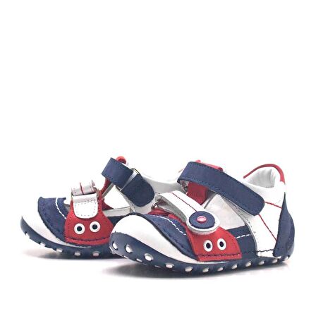 Hakiki Deri Lacivert Cırtlı Yazlık İlk Adım Ayakkabı