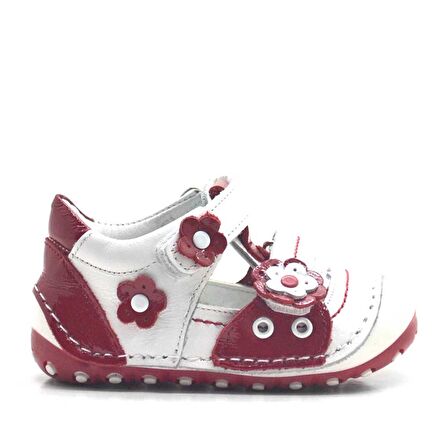 Hakiki Deri Kırmızı Cırtlı Yazlık İlk Adım Ayakkabı