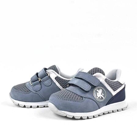 Hakiki Deri Gri Cırtlı Erkek Bebek Spor Ayakkabı