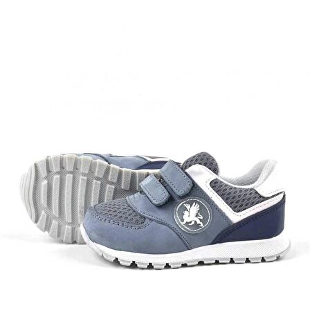 Hakiki Deri Gri Cırtlı Erkek Bebek Spor Ayakkabı