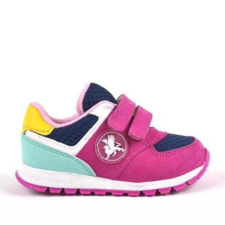 Hakiki Deri Fuşya Cırtlı Kız Bebek Spor Ayakkabı