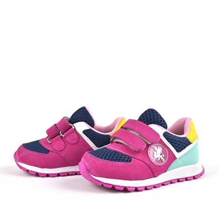 Hakiki Deri Fuşya Cırtlı Kız Bebek Spor Ayakkabı