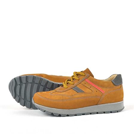 Hakiki Deri Sarı Bağcıklı Erkek Çocuk Spor Okul Ayakkabı