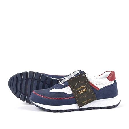 Hakiki Deri Lacivert Bağcıklı Erkek Çocuk Spor Okul Ayakkabı