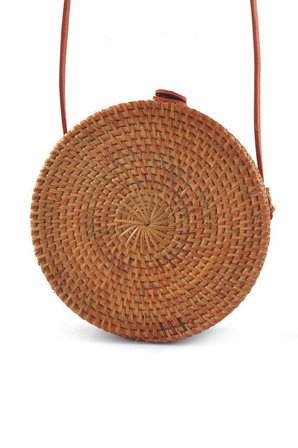 El Yapımı Hasır Rattan Yuvarlak Kutu Çanta