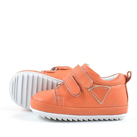 Yumuşak Hakiki Deri Turuncu İlk Adım Bebek Ayakkabısı