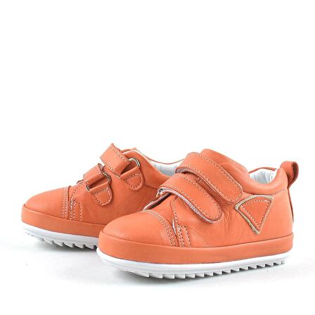 Yumuşak Hakiki Deri Turuncu İlk Adım Bebek Ayakkabısı