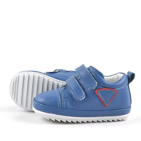 Yumuşak Hakiki Deri Mavi İlk Adım Bebek Ayakkabısı