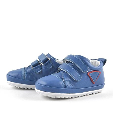 Yumuşak Hakiki Deri Mavi İlk Adım Bebek Ayakkabısı