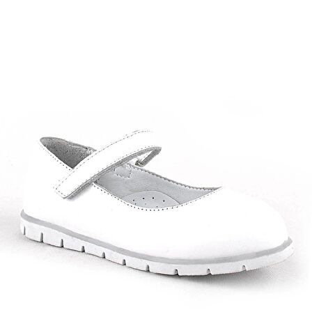 Rakerplus Hakiki Deri Beyaz Kız Çocuk Babet