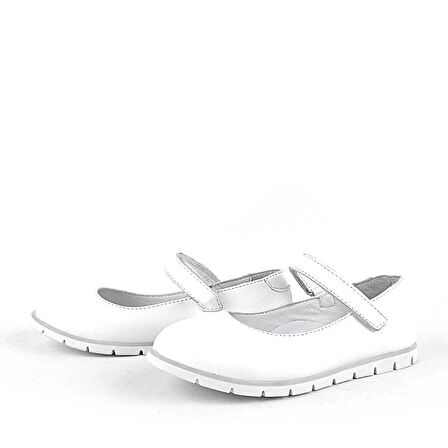 Rakerplus Hakiki Deri Beyaz Kız Çocuk Babet