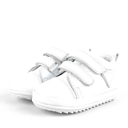 Yumuşak Hakiki Deri Beyaz İlk Adım Bebek Ayakkabısı