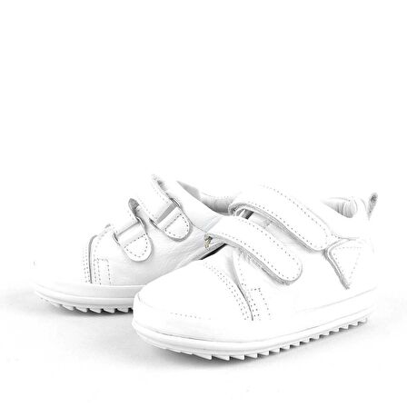 Yumuşak Hakiki Deri Beyaz İlk Adım Bebek Ayakkabısı