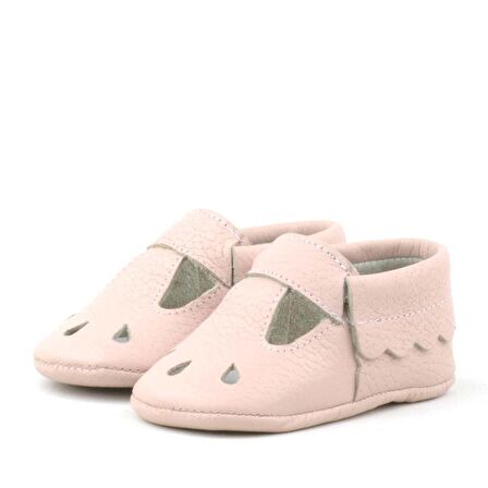 Hapshoe Kids Hakiki Deri Pudra Lastikli Bebek Patik