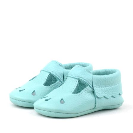 Hapshoe Kids Hakiki Deri Yeşil Lastikli Bebek Patik