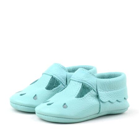 Hapshoe Kids Hakiki Deri Yeşil Lastikli Bebek Patik