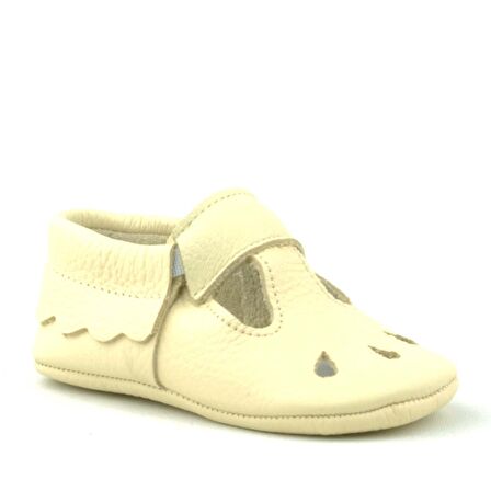 Hapshoe Kids Hakiki Deri Bej Lastikli Bebek Patik