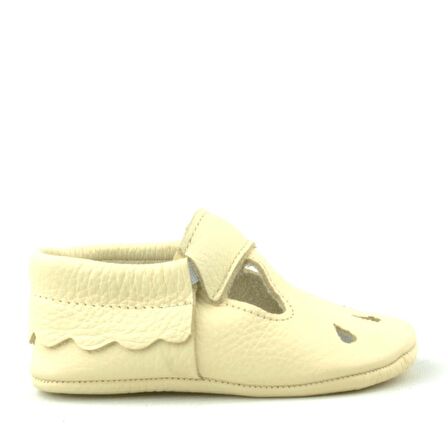 Hapshoe Kids Hakiki Deri Bej Lastikli Bebek Patik