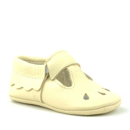 Hapshoe Kids Hakiki Deri Bej Lastikli Bebek Patik