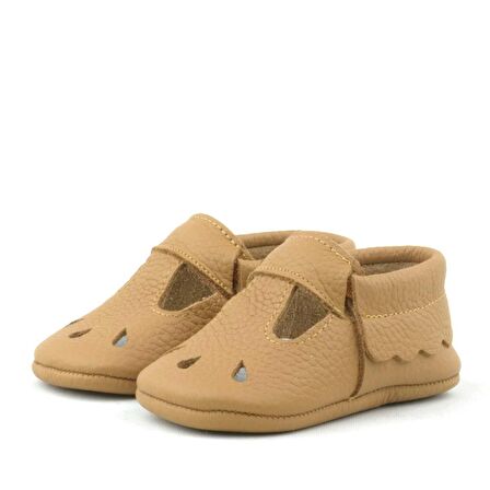 Hapshoe Kids Hakiki Deri Kahverengi Lastikli Bebek Patik