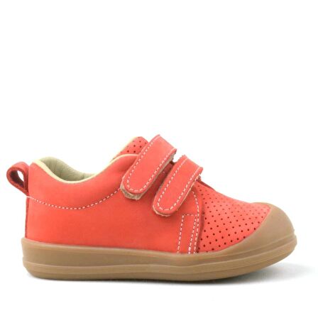 Rakerplus Hakiki Deri Turuncu Cırtlı Anatomik Bebek Spor Ayakkabı Sneaker