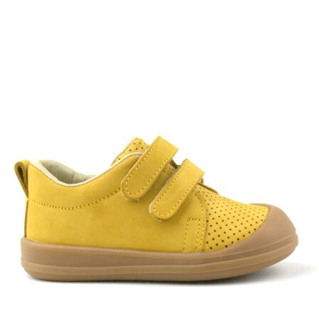 Rakerplus Hakiki Deri Sarı Cırtlı Anatomik Bebek Spor Ayakkabı Sneaker