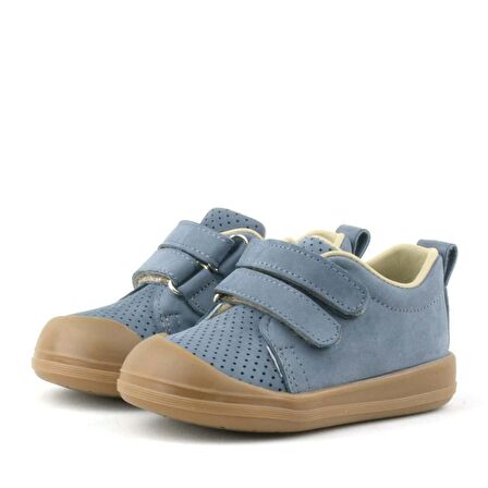 Rakerplus Hakiki Deri Gri Cırtlı Anatomik Bebek Spor Ayakkabı Sneaker