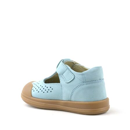 Rakerplus Hakiki Deri Mavi Cırtlı Anatomik Bebek Sandalet