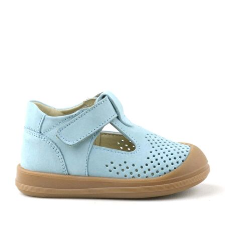 Rakerplus Hakiki Deri Mavi Cırtlı Anatomik Bebek Sandalet