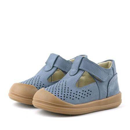 Rakerplus Hakiki Deri Gri Cırtlı Anatomik Bebek Sandalet