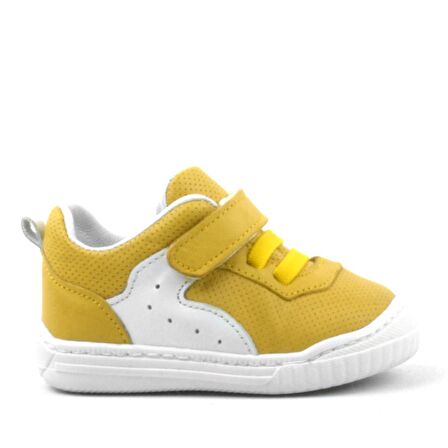 Rakerplus Hakiki Deri Sarı Cırtlı Lastikli Bebek Sneaker