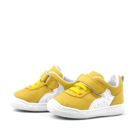 Rakerplus Hakiki Deri Sarı Cırtlı Lastikli Bebek Sneaker