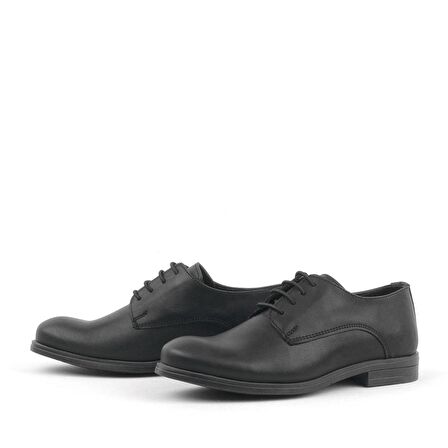 Rakerplus Siyah Mat Bağcıklı Oxford Çocuk Okul Ayakkabısı