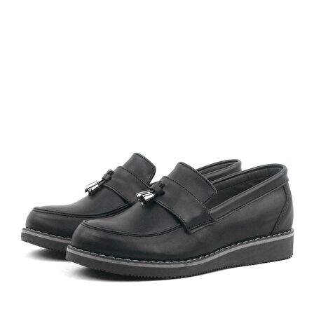Siyah Mat Loafer Çocuk Okul Ayakkabısı