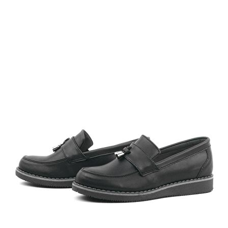Siyah Mat Loafer Çocuk Okul Ayakkabısı
