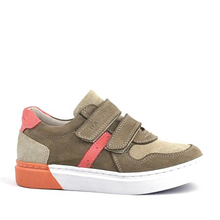 Hakiki Deri Kum Rengi Cırtlı Erkek Çocuk Sneaker