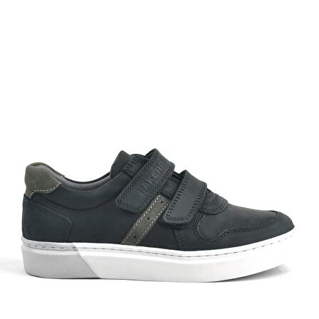 Hakiki Deri Siyah Cırtlı Erkek Çocuk Sneaker