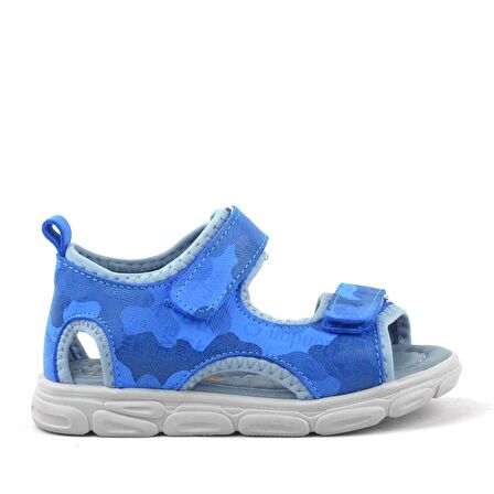 Rakerplus Hakiki Deri Mavi Kamuflaj Bebek Sandalet