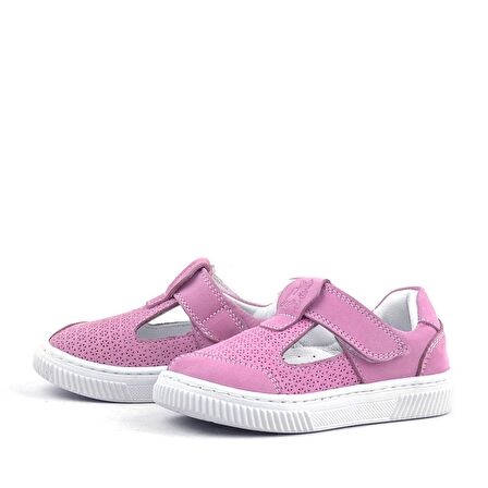 Rakerplus Hakiki Deri Pembe Cırtlı Bebek Sneaker Sandalet