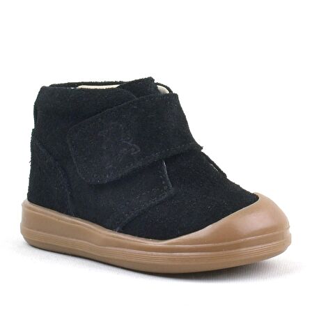 Rakerplus Hakiki Deri Siyah Cırtlı Unisex Bebek Bot