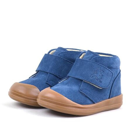 Rakerplus Hakiki Deri Lacivert Cırtlı Unisex Bebek Bot