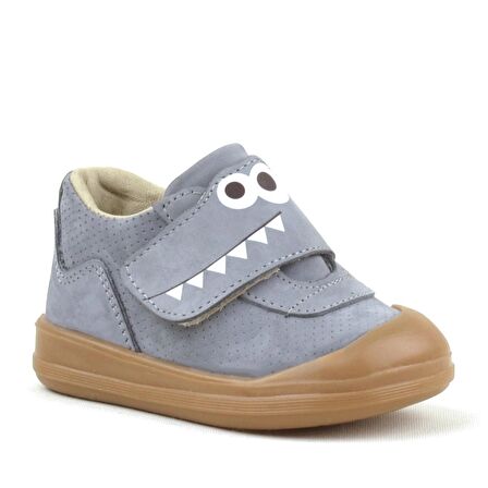 Rakerplus Hakiki Deri Gri Yüksek Bilekli Bebek Ayakkabı