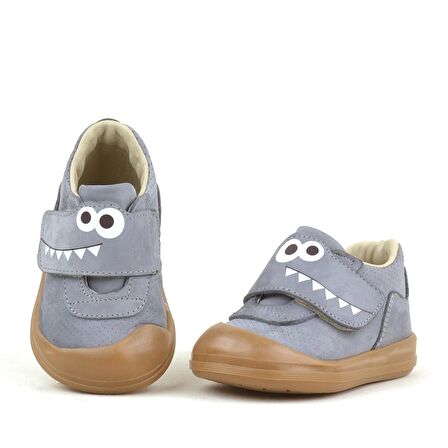 Rakerplus Hakiki Deri Gri Yüksek Bilekli Bebek Ayakkabı