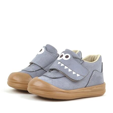 Rakerplus Hakiki Deri Gri Yüksek Bilekli Bebek Ayakkabı