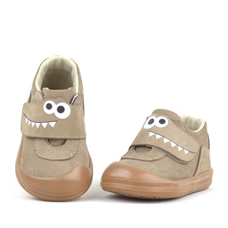 Rakerplus Hakiki Deri Kum Rengi Yüksek Bilekli Bebek Ayakkabı