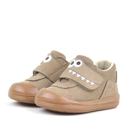 Rakerplus Hakiki Deri Kum Rengi Yüksek Bilekli Bebek Ayakkabı