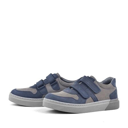 Rakerplus Hakiki Deri Lacivert Cırtlı Erkek Çocuk Sneaker