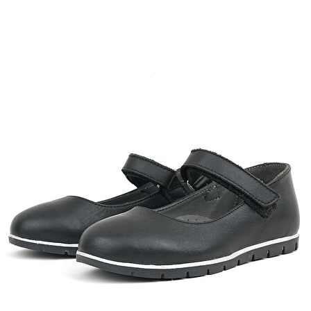 Rakerplus Hakiki Deri Siyah Kız Çocuk Babet